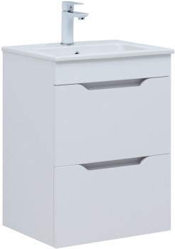 AQUANET Тумба с раковиной Практика 50 2 ящ. цв.белый глянец AQUANET-354885