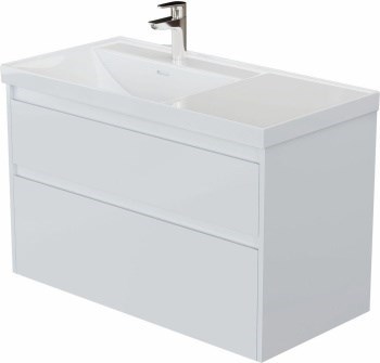 AQUANET Тумба под раковину Nova Lite 2.0 90 белый глянец, левая AQUANET-346311
