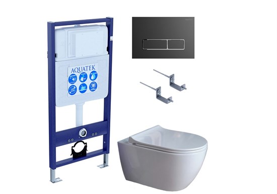 AQUATEK SET ПОЛАРИС (рама Standard INS-0000012+унитаз ПОЛАРИС AQ0700-01 с тонким сиденьем soft-close+ крепеж KKI-0000002 +панель KDI-0000065) SET AQUATEK ПОЛАРИС-01-065 4в1
