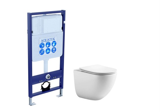 AQUATEK SET ГЕЛИОС (рама Standard INS-0000012+унитаз AQ1993T-00 ГЕЛИОС + с тонким сиденьем soft-close SET AQUATEK ГЕЛИОС
