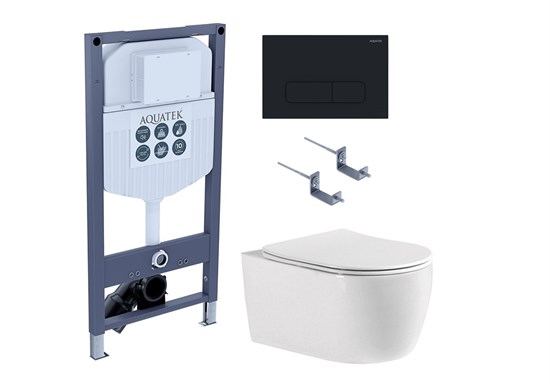 AQUATEK SET ЕВРОПА cmp017/023 (рама INS-0000023, клавиша KDI-0000017, крепеж KKI-0000002 +унитаз ЕВРОПА AQ1106-00 с тонким сиденьем sc) SET AQUATEK ЕВРОПА cmp017/023