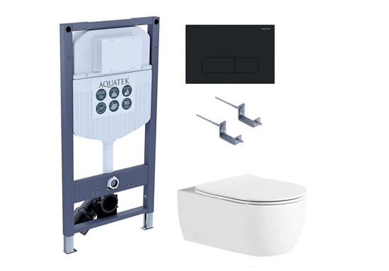 AQUATEK SET ЕВРОПА New-017/023 (рама INS-0000023 +крепление KKI-0000002 +кнопка KDI-0000017 +унитаз AQ1106L-00 с тонким сиденьем sc) SET AQUATEK ЕВРОПА New-017/023