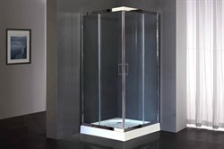 ROYAL BATH HP 80x80 Душевой уголок квадратный с поддоном, стекло 6 мм прозрачное, профиль алюминий  хром, дверь раздвижная - фото 66819