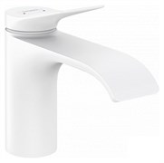 HANSGROHE Vivenis Смеситель для раковины, однорычажный, 80 со сливным гарнитуром 75010700, матовый белый 75010700