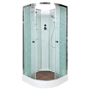 DETO Душевая кабина EM1580N без крыши, размер 80x80 см, профиль глянцевый хром, стекло с узором EM1580N