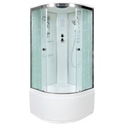DETO Душевая кабина EM4590 с электрикой, размер 90x90 см, профиль глянцевый хром, стекло с узором EM4590EL