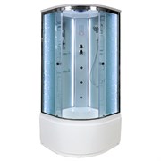 DETO Душевая кабина EM4590 LED с гидромассажем, размер 90x90 см, профиль глянцевый хром, стекло с узором EM4590LED+GM