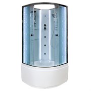 DETO Душевая кабина EM4590N LED с гидромассажем, размер 90x90 см, профиль глянцевый хром, стекло с узором EM4590NLED+GM