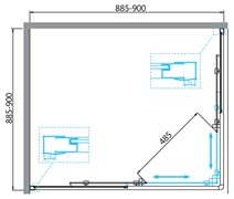 BELBAGNO Due Душевой уголок квадратный, размер 90х90 см, двери раздвижные, стекло 5 мм DUE-A-2-90-P-Cr