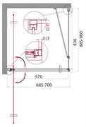 BELBAGNO Marmi Душевой уголок прямоугольный, размер 70х90 см, двери распашные, стекло 8 мм
