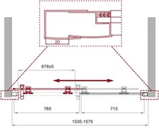 BELBAGNO Uno-195 Душевая дверь в нишу, размер 155 см, двери раздвижные, стекло 5 мм