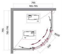 BELBAGNO Uno-195 Душевой уголок полукруглый, размер 80х80 см, двери раздвижные, стекло 5 мм UNO-195-R-2-80-C-Cr