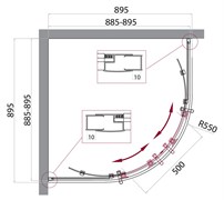 BELBAGNO Uno-195 Душевой уголок полукруглый, размер 90х90 см, двери раздвижные, стекло 5 мм