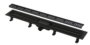 ALCA PLAST Водоотводящий желоб с порогами для перфорированной решетки, черный матовый, ширина 65 см