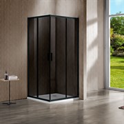 VINCEA Garda Душевой уголок двери раздвижные, размер 110х80 см, профиль - черный  / стекло - тонированное, стекло 6 мм