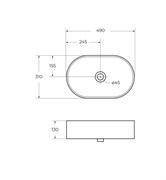 BELBAGNO Раковина керамическая накладная, овальная BB1497, 500x320x120 BB1497