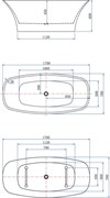 AQUANET Family Ванна акриловая овальная отдельностоящая / пристенная размер 170x80 см, черный