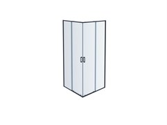 AQUATEK Душевой уголок квадратный, двери раздвижные 1000x1000x2000 профиль черный, стекло прозрачное 6 мм