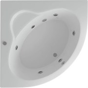 AQUATEK Калипсо Ванна пристенная угловая с гидромассажем с фронтальной панелью с каркасом (разборный) со слив-переливом размер 145x145 см, белый
