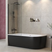 CEZARES Liberta Шторка на ванну прямоугольный ширина 80 см двери  профиль - черный / стекло - прозрачное 8 мм