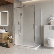 BELBAGNO Luce Душевой уголок прямоугольный размер 130x100 см профиль - хром / стекло - прозрачное, двери раздвижные, стекло 6 мм