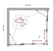 BELBAGNO Luce Душевой уголок прямоугольный размер 110x100 см профиль - хром / стекло - прозрачное, двери раздвижные, стекло 6 мм LUCE-AH-22-110/100-C-Cr