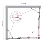BELBAGNO Luce Душевой уголок прямоугольный размер 115x110 см профиль - хром / стекло - прозрачное, двери раздвижные, стекло 6 мм LUCE-AH-22-115/110-C-Cr
