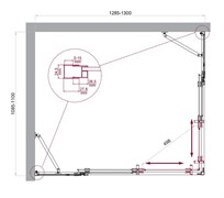 BELBAGNO Luce Душевой уголок прямоугольный размер 130x110 см профиль - хром / стекло - прозрачное, двери раздвижные, стекло 6 мм