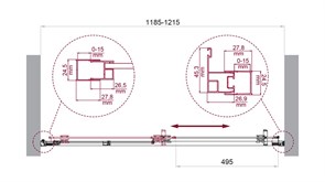 BELBAGNO Luce Душевая дверь в нишу ширина 120 см профиль - золото / стекло - прозрачное, двери раздвижные, стекло 6 мм LUCE-BF-1-120-C-ORO