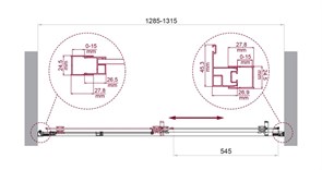 BELBAGNO Luce Душевая дверь в нишу ширина 130 см профиль - хром / стекло - прозрачное, двери раздвижные, стекло 6 мм