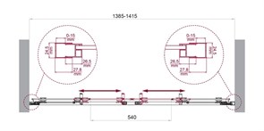 BELBAGNO Luce Душевая дверь в нишу ширина 140 см профиль - хром / стекло - прозрачное, двери раздвижные, стекло 6 мм LUCE-BF-2-140-C-Cr