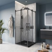 BELBAGNO Marino Душевой уголок квадратный размер 90x90 см, двери раздвижные, профиль - черный матовый / стекло - прозрачное MARINO-A-2-90-C-NERO