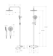CEZARES Stylus Душевая стойка со смесителем и изливом, брашированное золото STYLUS-CVD-BORO