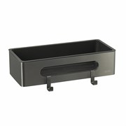 LEMARK Shelf Line Полка для душа прямая из нержавеющей стали с крючками, графит 9776045