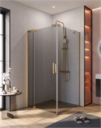 CEZARES Slider Душевой уголок прямоугольный размер 80x80 см, профиль - брашированное золото / стекло - серый, дверь распашная SLIDER-AH-1-80-80/90-GRIGIO-BORO