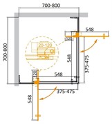 CEZARES Slider Душевой уголок квадратный размер 70x70 см, профиль - брашированное золото / стекло - бронза, двери распашные SLIDER-A-2-70/80-BR-BORO