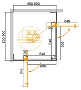 CEZARES Slider Душевой уголок квадратный размер 80x80 см, профиль - брашированное золото / стекло - бронза, двери Распашная SLIDER-A-2-80/90-BR-BORO