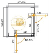 CEZARES Slider Душевой уголок прямоугольный размер 80x70 см, профиль - брашированное золото / стекло - бронза, двери Распашная SLIDER-AH-2-70/80-80/90-BR-BORO