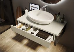 1MARKA Grunge Loft Тумба под раковину подвесная ширина 90 см, цвет бетон светлый У85852