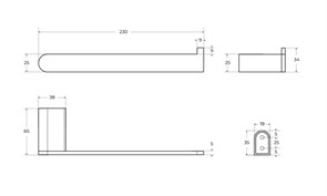CEZARES Stylus Полотенцедержатель, исполнение черный матовый STYLUS-TH02-NOP