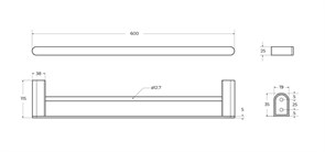 CEZARES Stylus Полотенцедержатель двойной 60 см, исполнение брашированное золото STYLUS-THD-60-BORO
