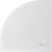 BELBAGNO Uno Поддон полукруглый из искусственного мрамора в комплекте с сифоном с белой матовой декоративной накладкой, размер 80x80 см TRAY-MR-UNO-R-80-550-35-W-BO