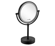 WASSERKRAFT K-1005BLACK Зеркало с LED-подсветкой двухстороннее, стандартное и с 3-х кратным увеличением, черный WASSERKRAFT 1005BLACK