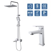 BELBAGNO Ardente Комплект для ванной - душевая стойка с изливом и смеситель для раковины, хром ARDENTE-VSCM/LVM-CRM