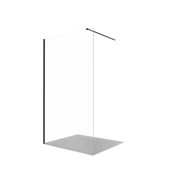 AQUATEK Душевая перегородка Walk In 120см, с держателем 1200мм, профиль черный матовый, стекло прозрачное, закаленное AQ.WI.120.1BL