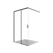 AQUATEK Душевая перегородка Walk In 120см, раздвижная, с держателем 1200мм, профиль черный матовый, стекло прозрачное, закаленное AQ.WISL.120.1BL