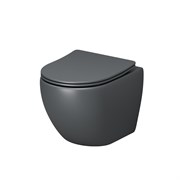 GROSSMAN Унитаз подвесной Color GR-4455GMS (495х365х375) безободковый,серый матовый с тонкой крышкой,микролифт GR-4455GMS