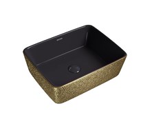 GROSSMAN Раковина накладная GR-3016GBL (480х370х130) золото,черная внутри,1 место GR-3016GBL