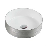 AZARIO Раковина-чаша 355х355х120 накладная, круглая, белый/серебро (AZ-3134-ST-SW) AZ-3134-ST-SW