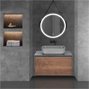 VINCEA База под накладную раковину Mesa 800 подвесная, 1 выкатной/1 скрытый ящик soft close, T.Oak + Beton VMC-2MS800TB